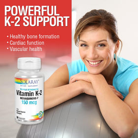 SOLARAY Vitamine K-2 capsules ouvertes montrant la taille