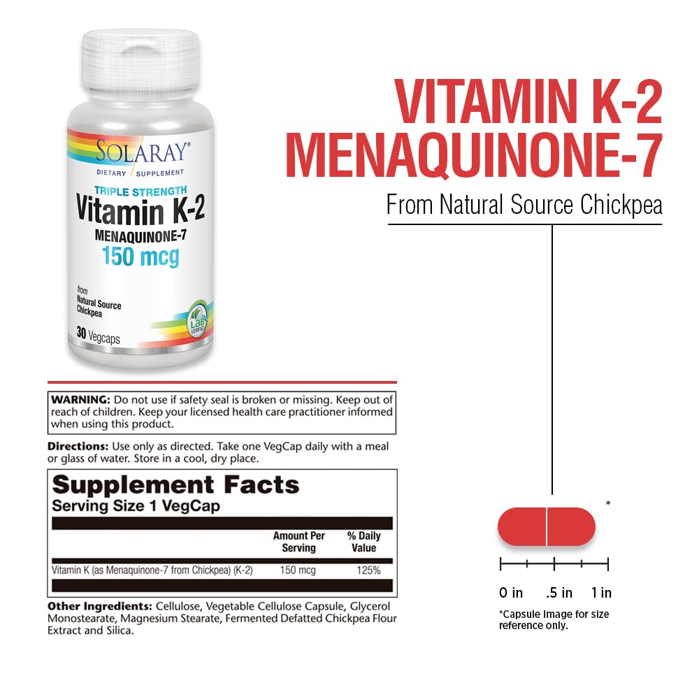 SOLARAY Vitamine K-2 capsules végétaliennes sur une table