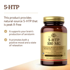 Solgar 5-HTP 100 mg étiquette du produit avec ingrédients