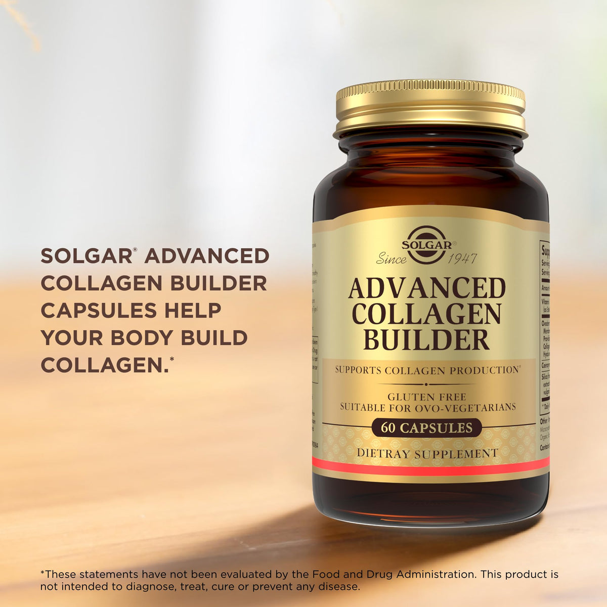 Solgar Advanced Collagen Builder 60 capsules sur plan de travail