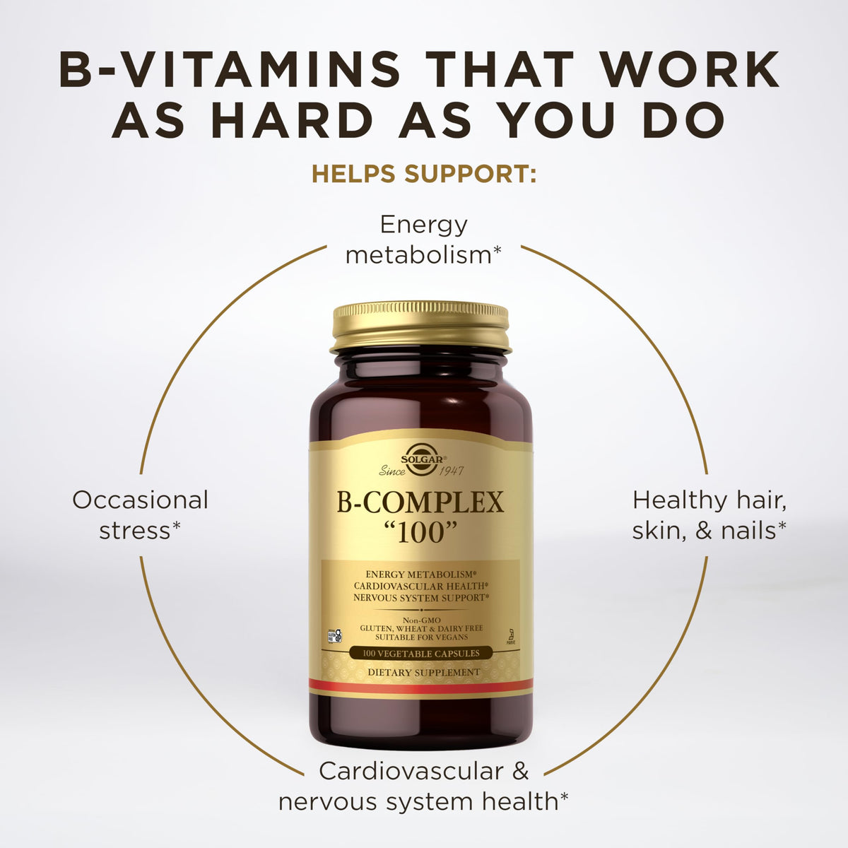 Solgar B-Complex 100 Capsules dans un environnement de vie sain