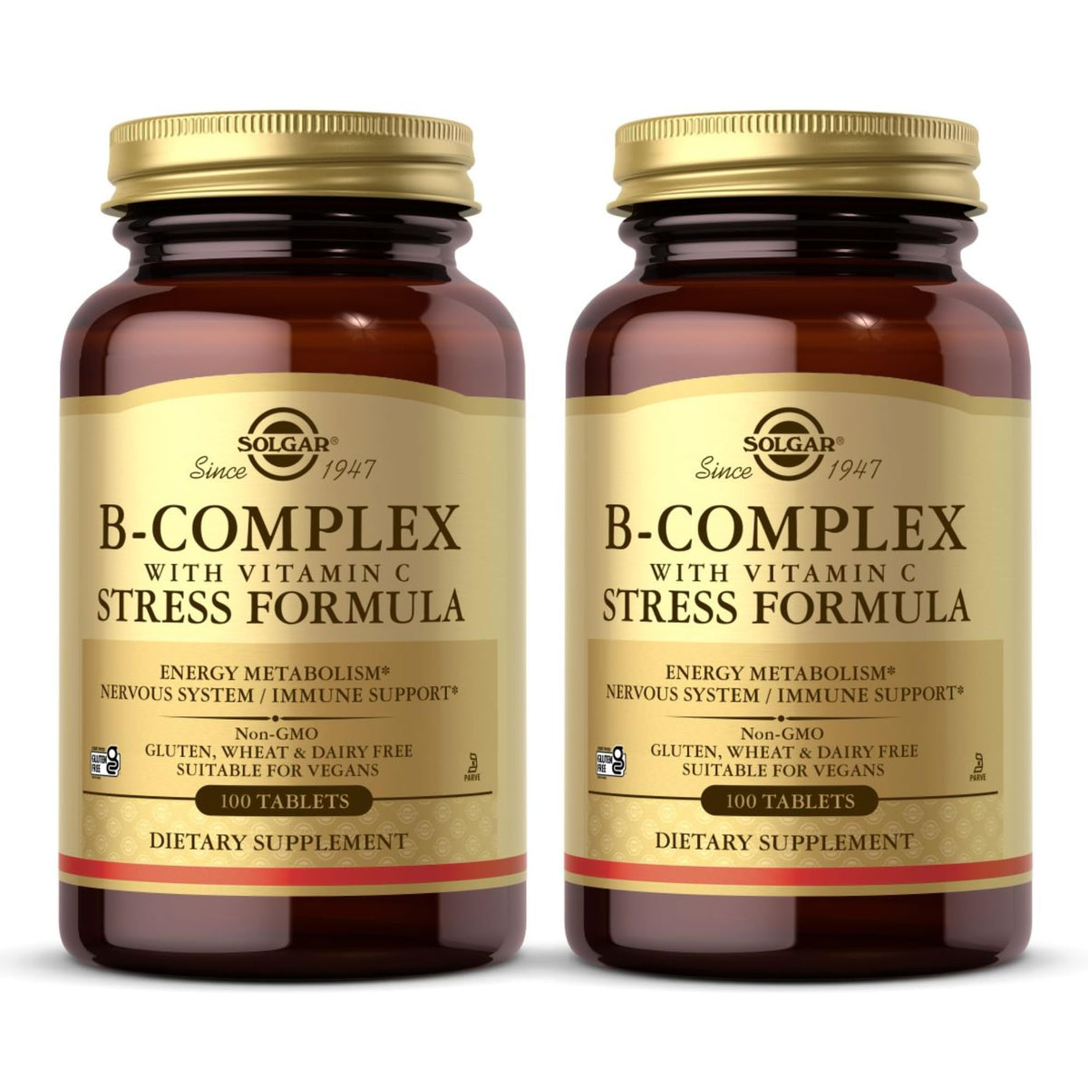 Solgar B-Complex avec Vitamine C, 100 comprimés en avant-plan
