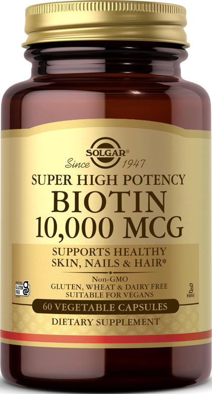 Solgar Biotine 10 000 mcg capsules végétales vue avant