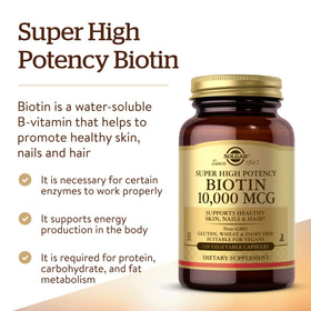Solgar Biotine 10 000 mcg gélules dans une main