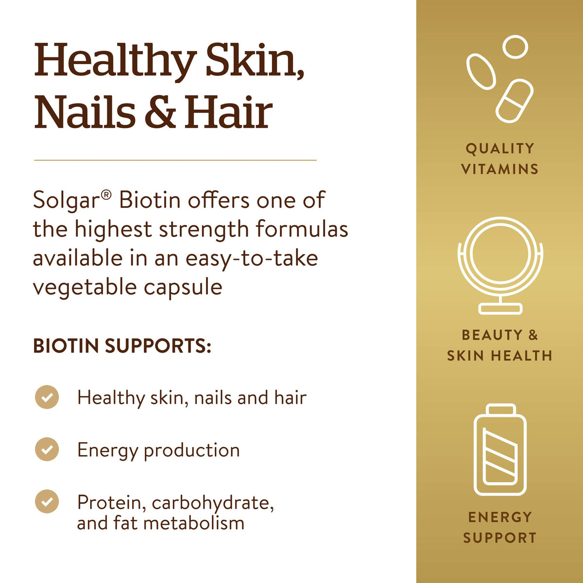 Solgar Biotine 10 000 mcg gélules sur une table