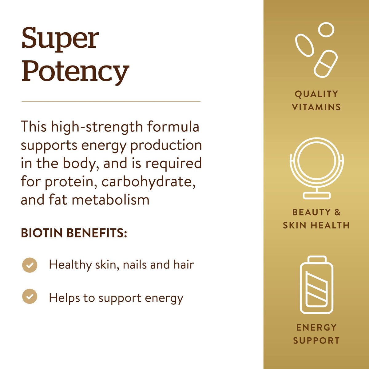 Solgar Biotine 5000 mcg capsules sur une table