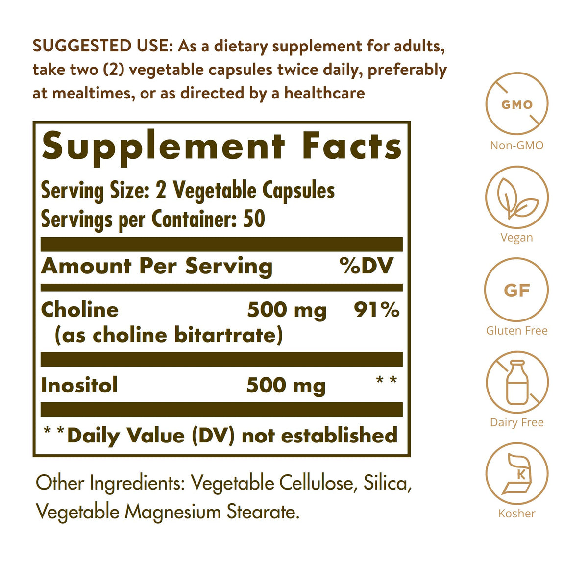 Solgar Choline/Inositol 500 mg capsules végétales