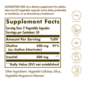 Solgar Choline/Inositol 500 mg capsules végétales
