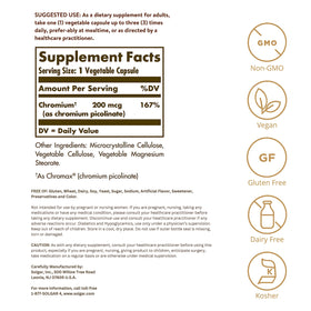 Solgar Chromium Picolinate 200 mcg gélules végétales côté
