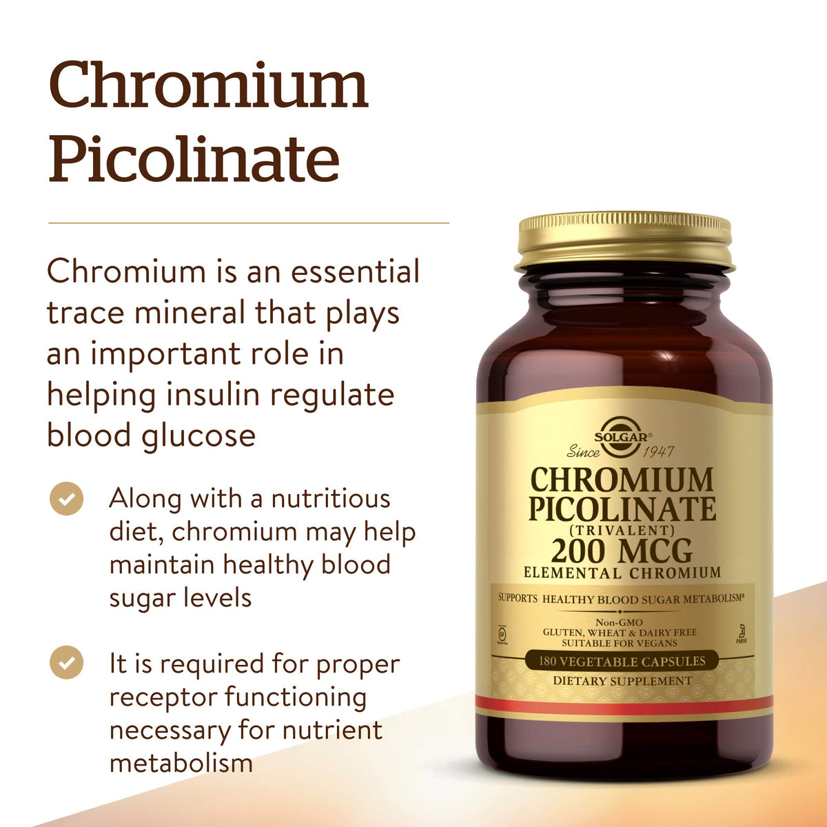 Solgar Chromium Picolinate 200 mcg gélules végétales vue arrière