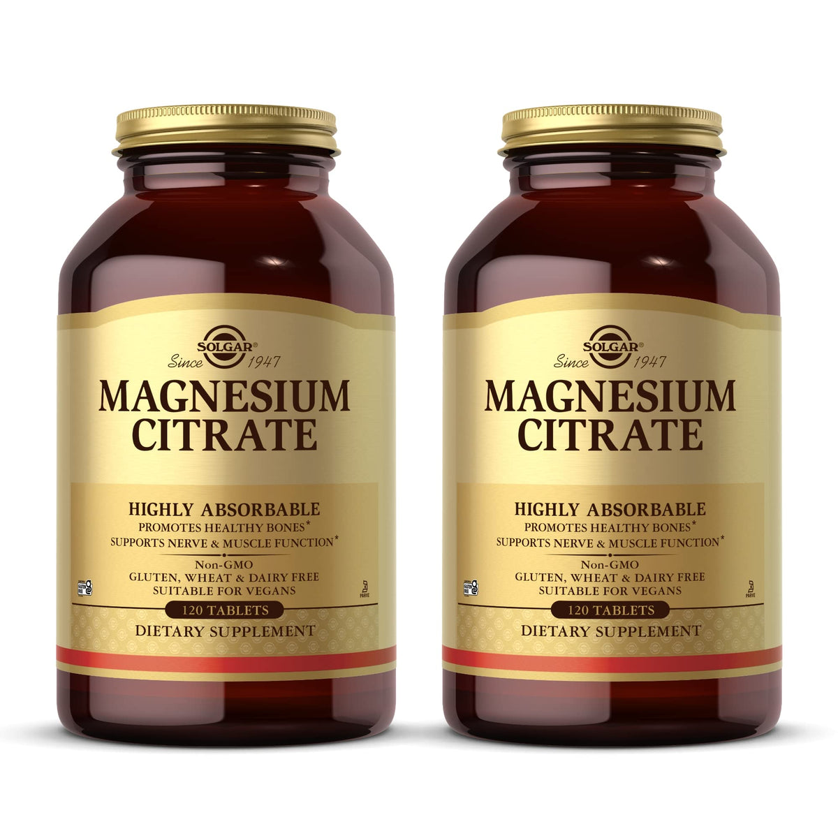 Solgar Citrate de Magnésium 120 comprimés, vue de face