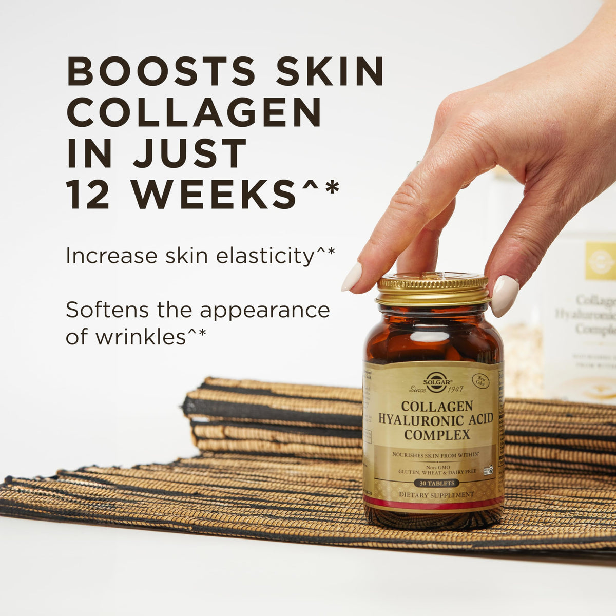 Solgar Collagen Hyaluronic Acid Complex 30 comprimés côté