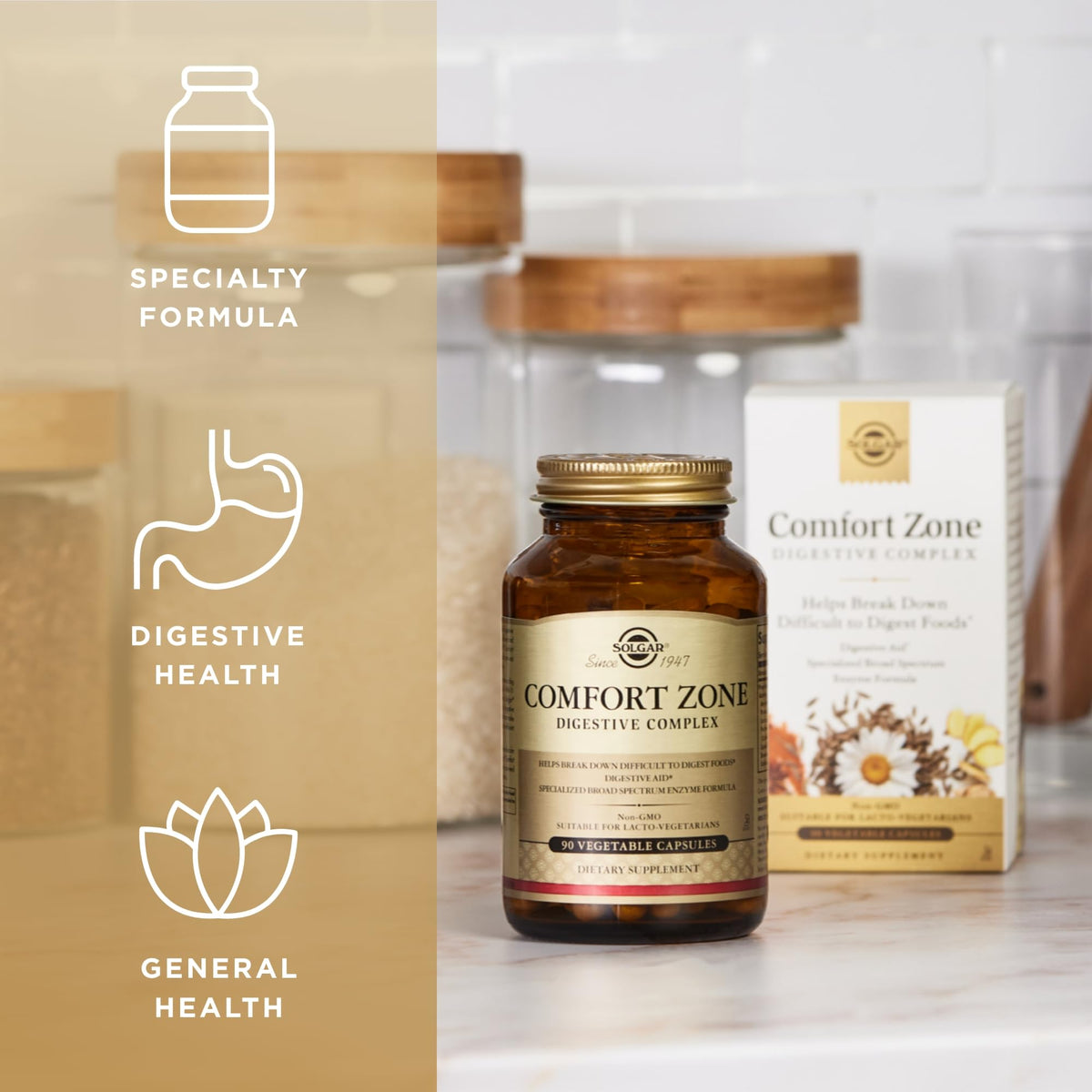 Solgar Comfort Zone Complex daily, capsules dans une main