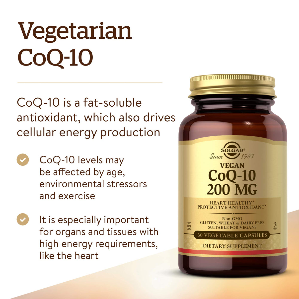 Solgar CoQ-10 200 mg gélules végétariennes côté gauche