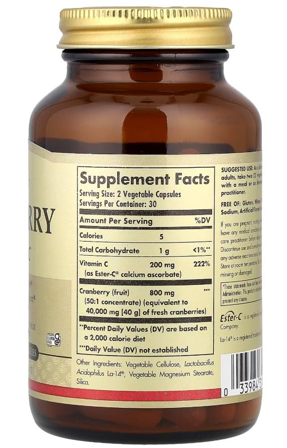 Solgar Cran Flora 60 capsules végétales, mise en scène sur une table