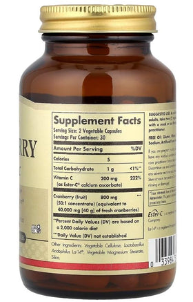Solgar Cran Flora 60 capsules végétales, mise en scène sur une table