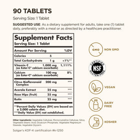 Solgar Ester-C Plus 1000 mg comprimés avec étiquette détaillée