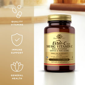 Solgar Ester-C Plus 500 mg Vitamine C 50 capsules végétales dans leur emballage