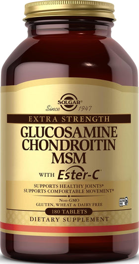 Solgar Extra Strength Glucosamine Chondroitin MSM 180 tablettes vue de face