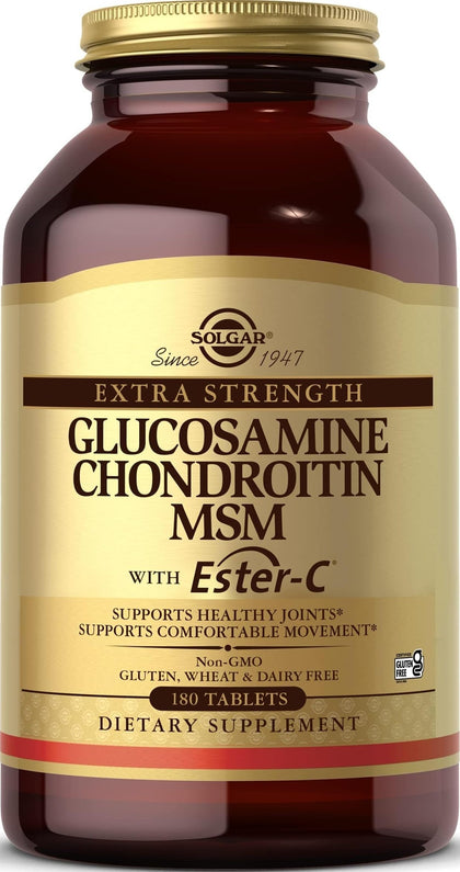Solgar Extra Strength Glucosamine Chondroitin MSM 180 tablettes vue de face