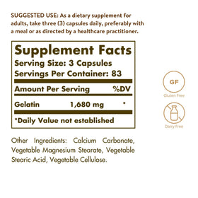 Solgar Gelatin 1680 mg capsules - vue de côté