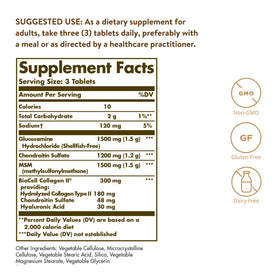Solgar Glucosamine Acide Hyaluronique Chondroïtine MSM avec des ingrédients naturels
