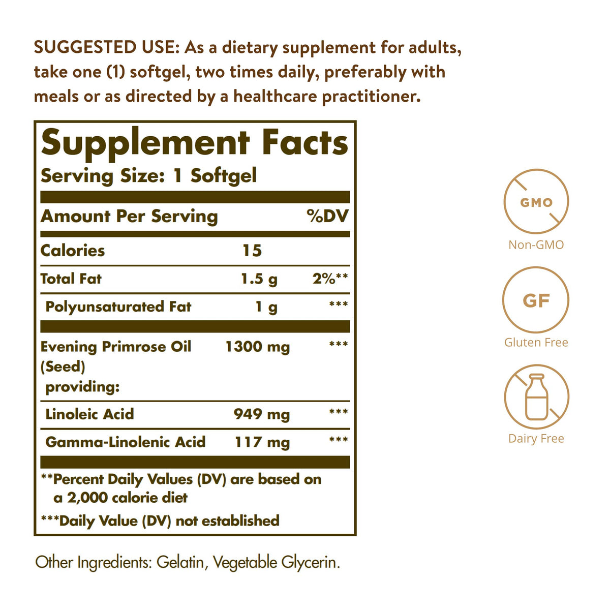 Solgar Huile d'Onagre 1300 mg gélules arrière