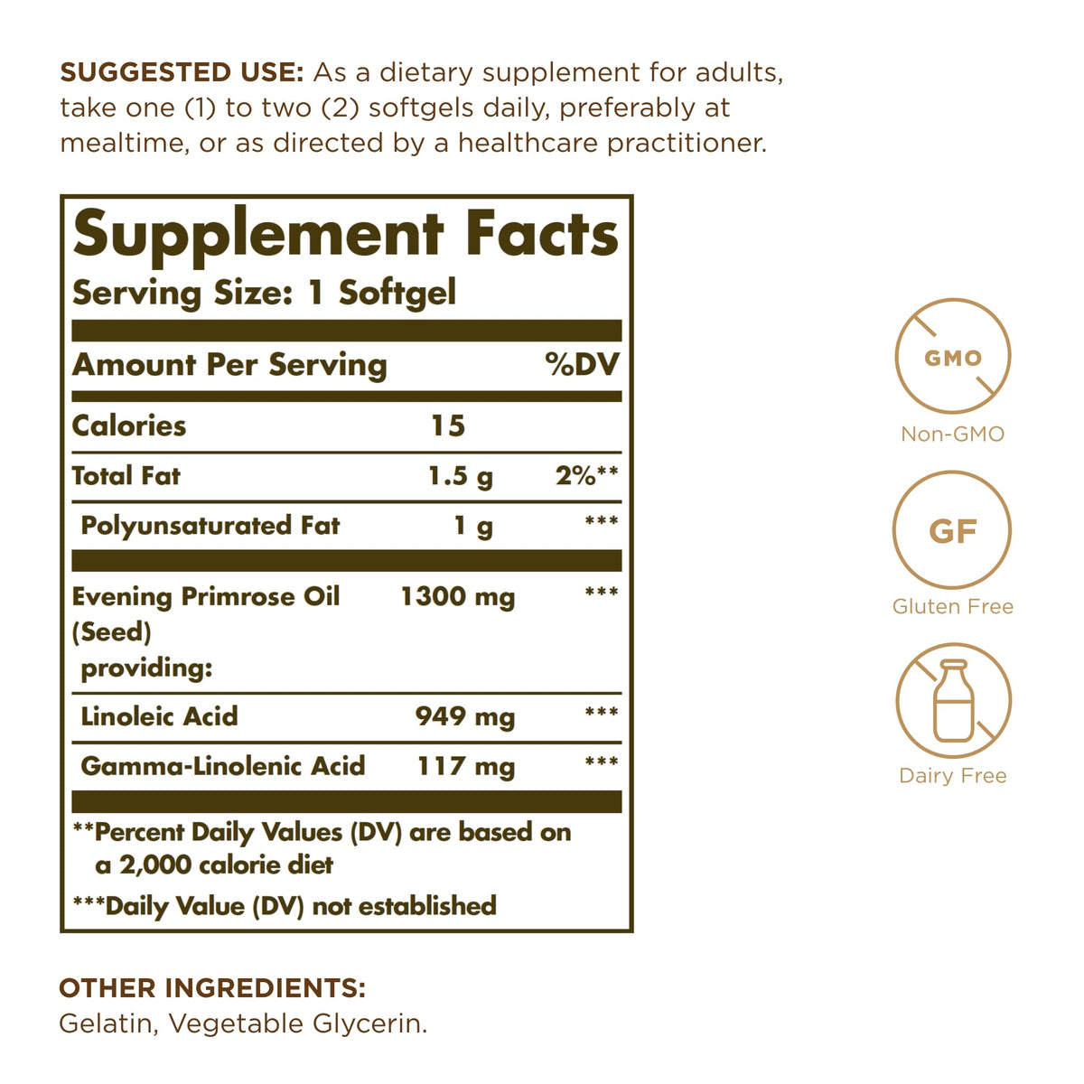 Solgar Huile de Bourrache 1300 mg gélules souples arrière