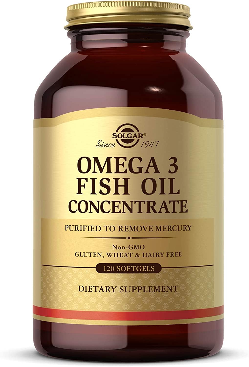 Solgar Huile de Poisson Omega-3 gélules sur une table