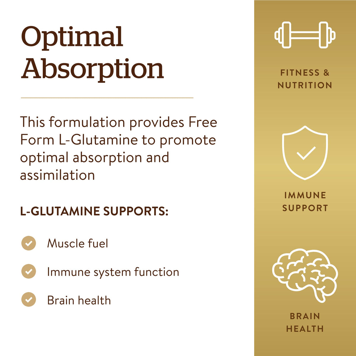 Solgar L-Glutamine 1000 mg comprimés dans un verre
