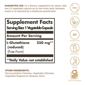 Solgar L-Glutathione réduit 250 mg gélules végétales arrière