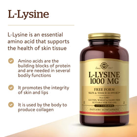 Solgar L-Lysine 1000 mg comprimés avec étiquette