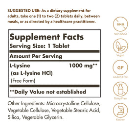 Solgar L-Lysine 1000 mg comprimés en bouteille
