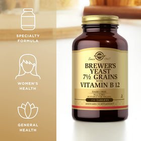 Solgar Levure de Bière avec Vitamine B12 sur une table