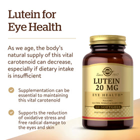Solgar Lutein 20 mg gélules, dosage de 20 mg