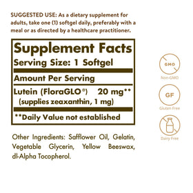 Solgar Lutein 20 mg gélules, vue de côté