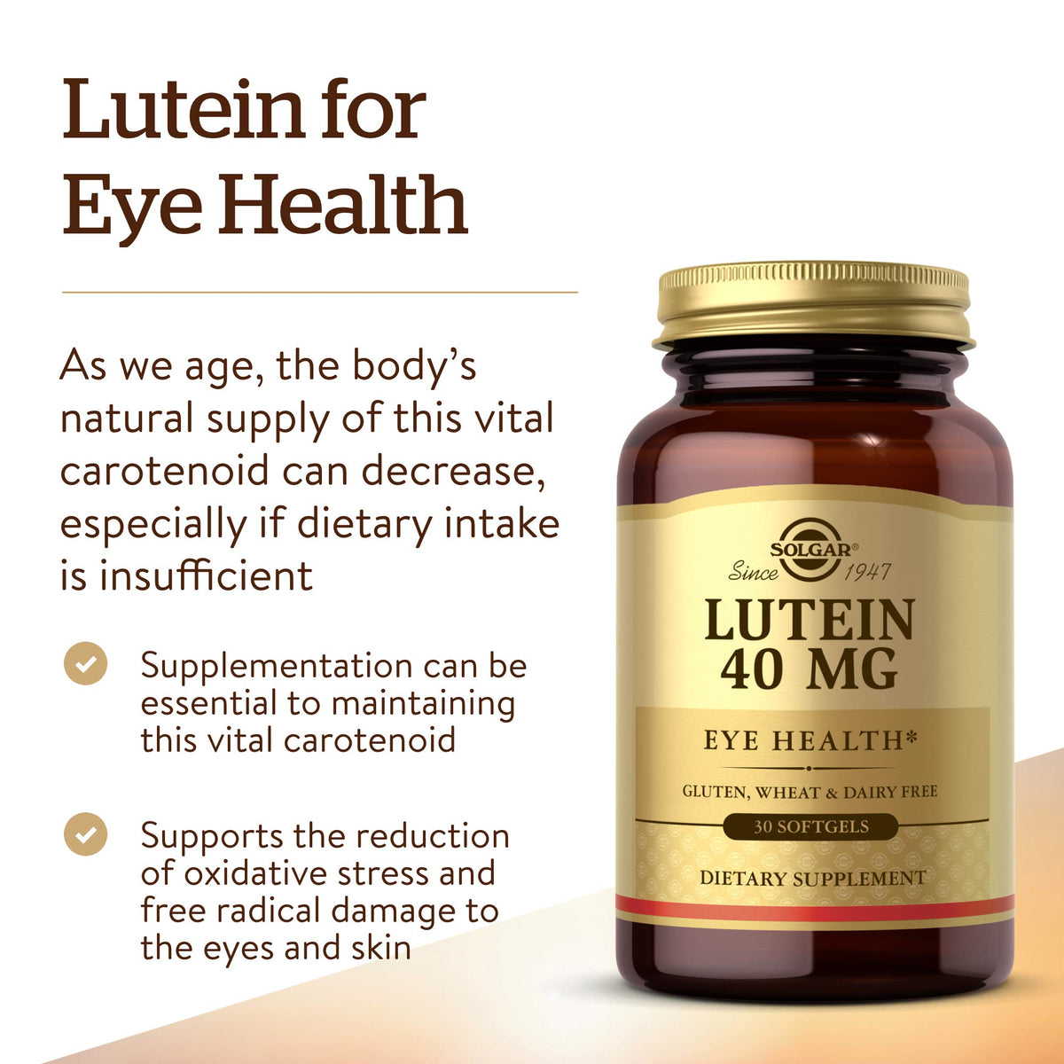 Solgar Lutein 40 mg 30 capsules en gros plan sur la capsule
