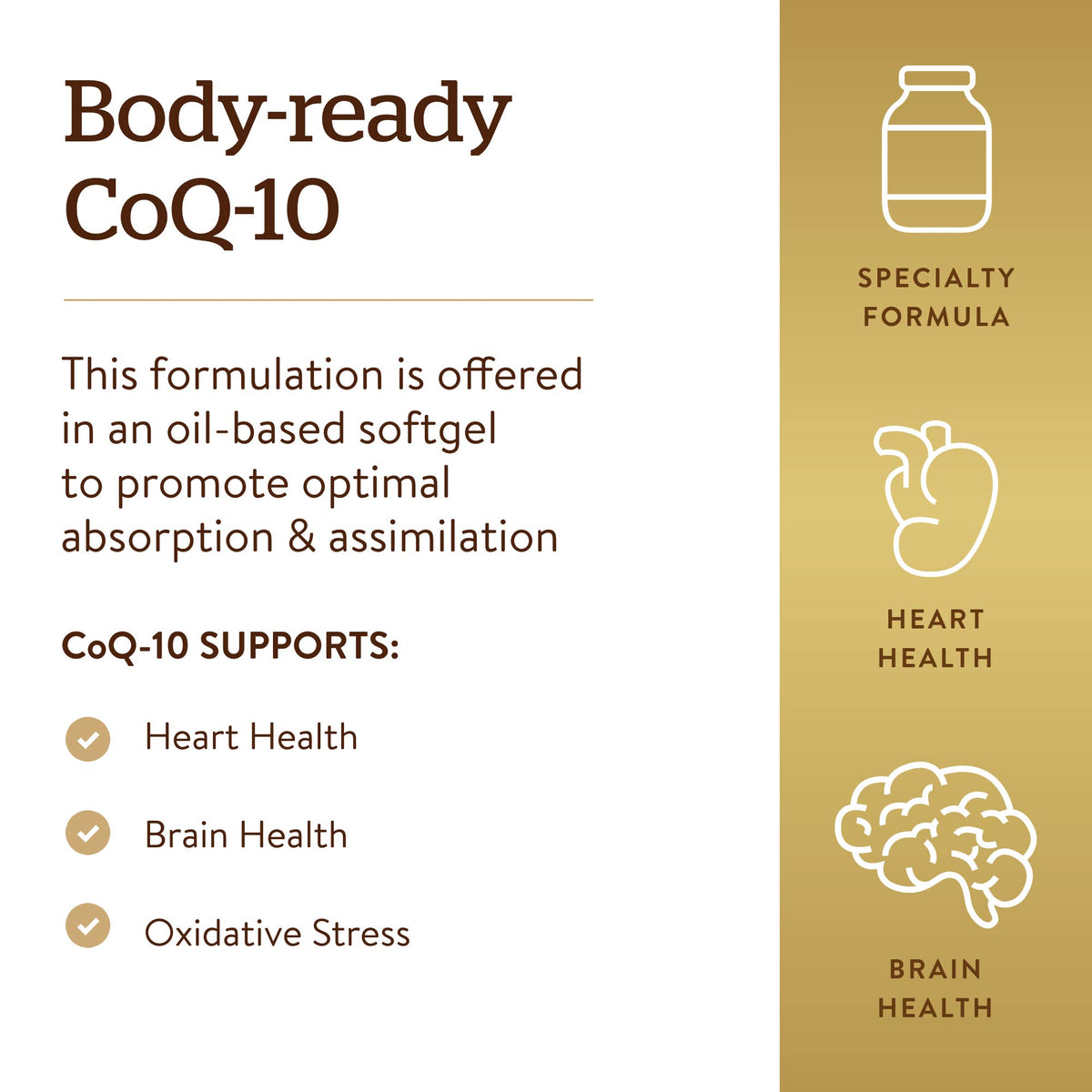 Solgar Megasorb CoQ-10 100 mg sur une surface en bois