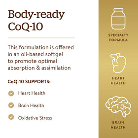 Solgar Megasorb CoQ-10 100 mg sur une surface en bois