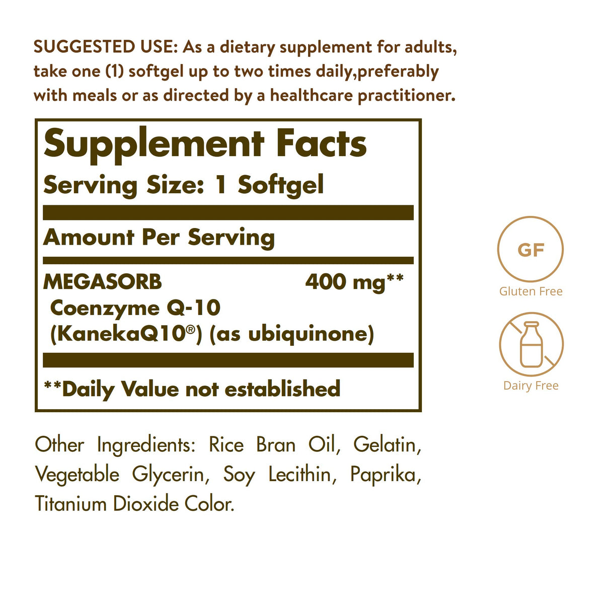 Solgar Megasorb CoQ-10 400 mg 60 gélules molles avec packaging