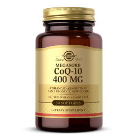 Solgar Megasorb CoQ-10 400 mg 60 gélules molles vue de face