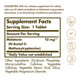 Solgar Melatonin 10 mg profil de l'emballage