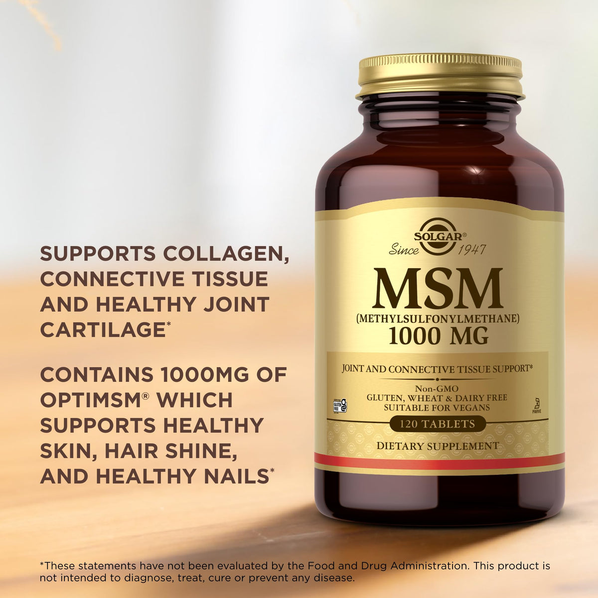 Solgar MSM 1000 mg boîte avec vue de côté