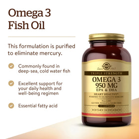 Solgar Omega-3 Triple Force 950 mg gélules molles contenu de la boîte