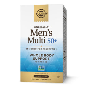 Solgar One Daily Men's Multi 50+ bouteille vue de face avec capsules
