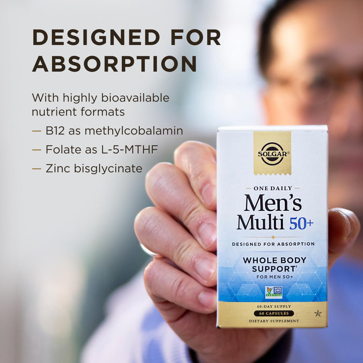 Solgar One Daily Men's Multi 50+ étiquette avec informations nutritionnelles