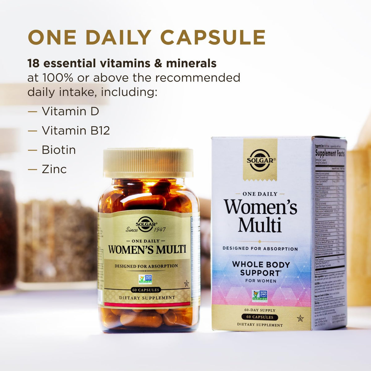 Solgar One Daily Women's Multi 60 capsules vue de côté