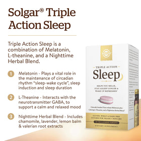 Solgar Triple Action Sleep 90 comprimés tri-couches, emballage