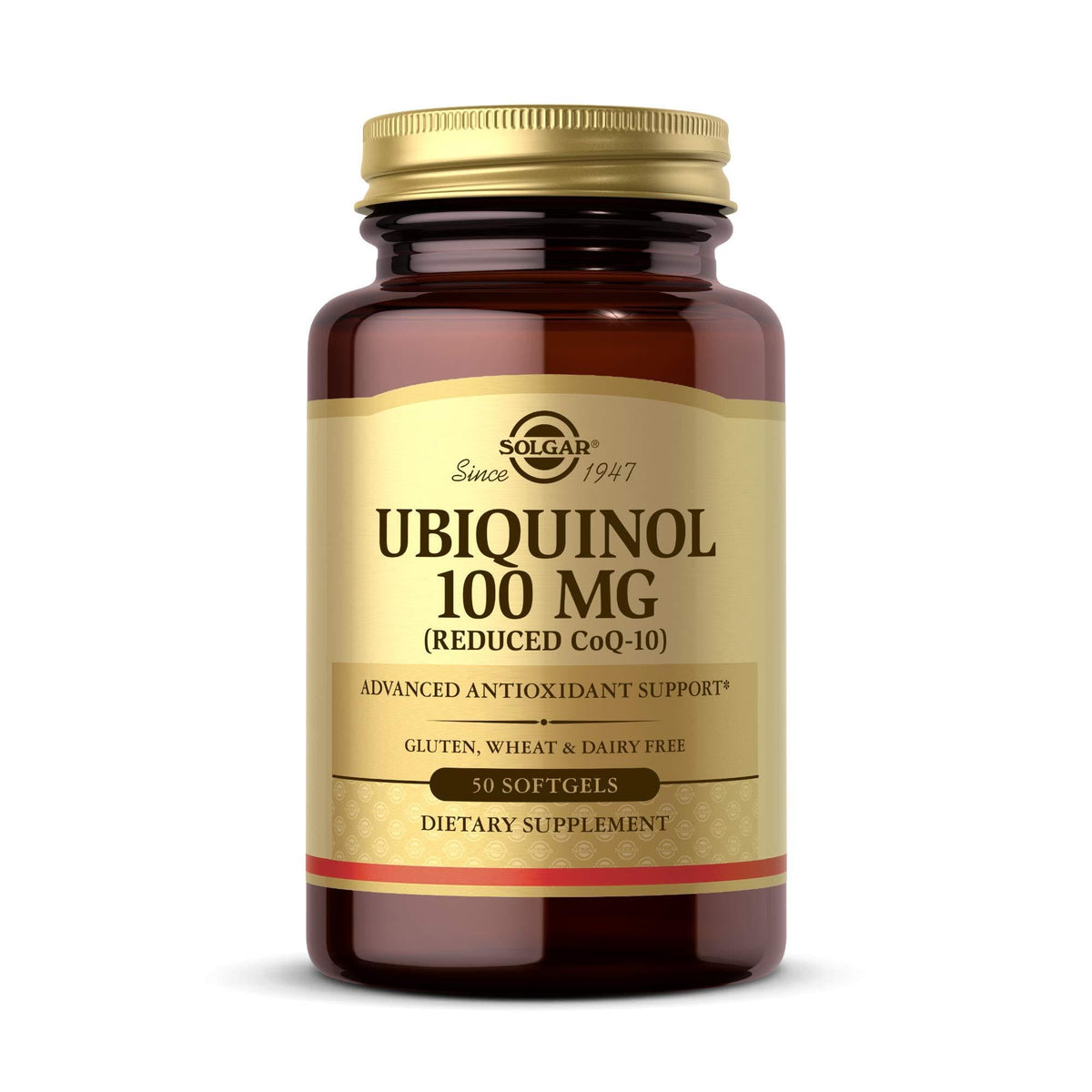 Solgar Ubiquinol 100 mg 50 gélules à base d'huile, vue de face