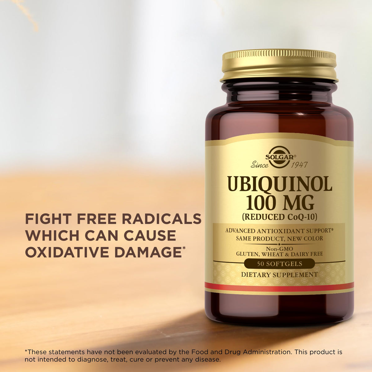 Solgar Ubiquinol 100 mg, gélules dans un pot transparent